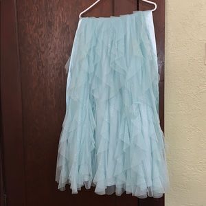 Floor length mint and white sparkly tulle dress